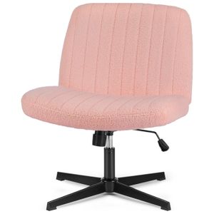 CHAISE HAUTE  Chaise de bureau sans roulettes - Vanity chair - Sans bras - Pour bureau à domicile - Chaise large - Ergonomique - Tissu peluche