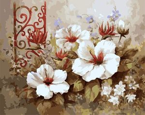 PEINTURE AU NUMÉRO Peinture par numéros à faire soi-même pour adultes et enfants, parfum floral et fleur blanche 40,6 x 50,8 cm (fleur.[Z3247]