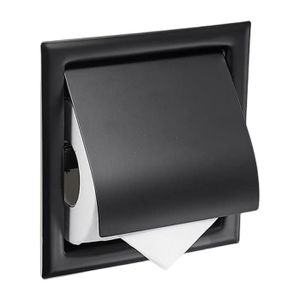 Dérouleur Papier Toilette Aluminium Noir Mat Avec Ventouse Extra Adhérente - Tendance