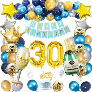 Decoration Anniversaire Bleu Marine Et Or Cdiscount