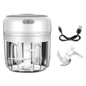 Mini Hachoir Électrique,Presse-ail électrique sans fil, extracteur d'ail 250ML Petit Mixeur-Multi Robot Cuisine de Chargement USB Avec 3 Lames Pour, Fruit, Légumes, Viande(+1 pièces cuillères Mini Hachoir Électrique,Presse-ail électrique sans fil, extracteur d'ail 250ML Petit Mixeur-Multi Robot Cuisine de Chargement USB Avec 3 Lames Pour, Fruit, Légumes, Viande(+1 pièces cuillères