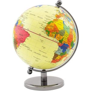 GLOBE TERRESTRE Globe terrestre - Brubaker - Design Moderne - Acier Inoxydable - Hauteur 19 cm - Jaune - Crème
