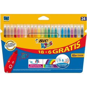 BIC Kids Mallette de Coloriage - 24 Crayons de Couleurs/24 Feutres/16  Craies et 36 Stickers a Colorier - Feutre - Achat & prix