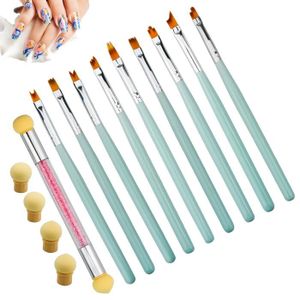 BROSSE A ONGLES Pinceaux Ongles, 10 Pièces Nail Art Brosses(Bleu c