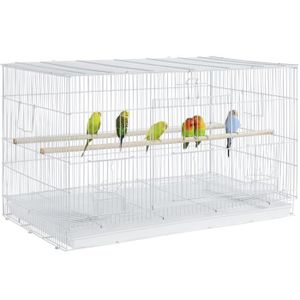 VOLIÈRE - CAGE OISEAU Yaheetech Grande Cage à Oiseaux empilable avec perchoirs pour perroquets, perruches et Autres Oiseaux 77,5 x 46 x 46,5 cm Blanche