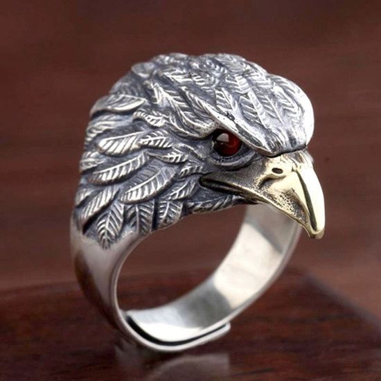 Bague Aigle épervier Style Gothique Heroic Fantasy - Acier Inoxydable, Neuf Avec Emballage