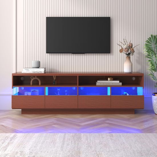 Meuble TV 150cm, design bois noir, nombreux rangements, moderne et