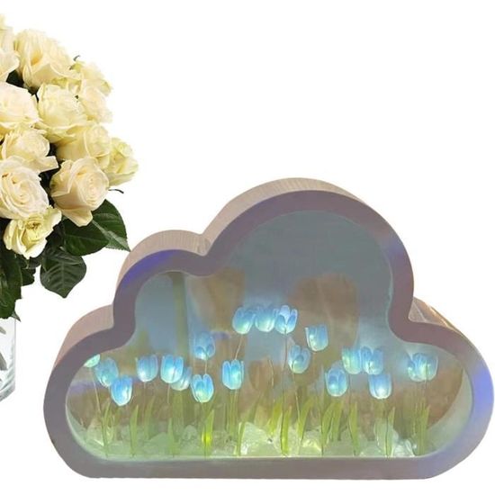 Veilleuse Miroir Tulipe Nuage Lampe miroir nuage Lampe de table tulipe LED  faite à la main, ornements de bureau de chevet de salon - Cdiscount Maison
