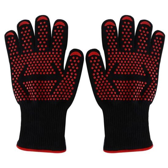 Ensemble Gants Et Maniques De Cuisine En Lin - Motif Floral Noir Et Blanc - Pour Four, Barbecue, Cuisson
