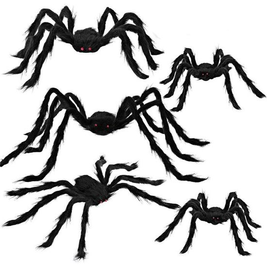 AJW-Lot de 6 araignées géantes pour Halloween décorations d'intérieur