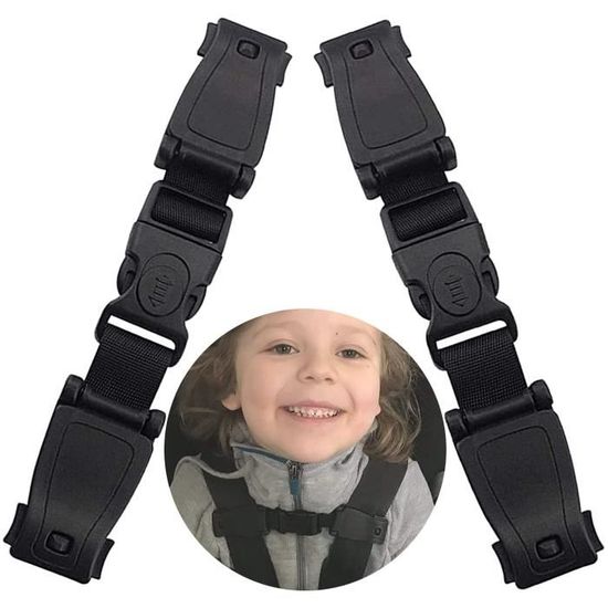 Clip De Sécurité Ceinture Siège Auto - 2 Pinces Noires Pour Enfant