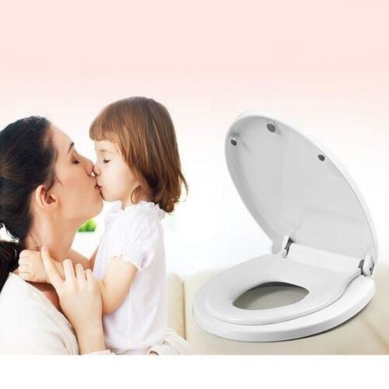 Abattant WC Familial, Lunette de Toilette avec Siège Enfant Magnétique,  Frein de Chute et Charnière Réglable, Abattant WC en Polyéthylène pour  Adultes
