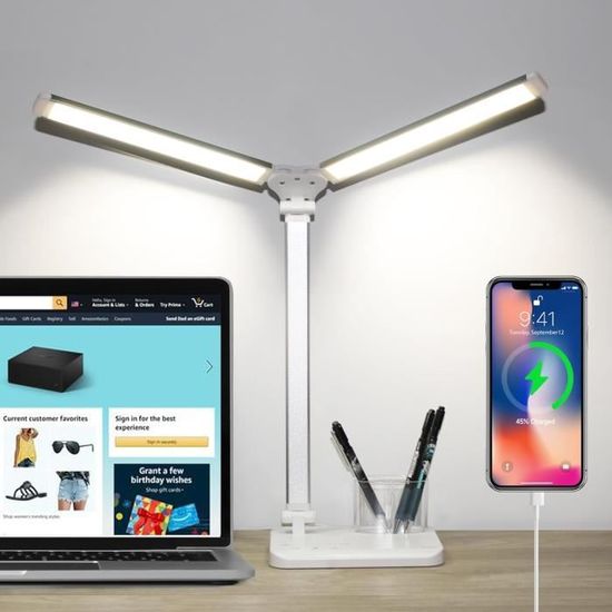 Lampe De Bureau LED Joyshie Pliable - 5 Modes Couleur + 5 Luminosités - Port USB - Noire