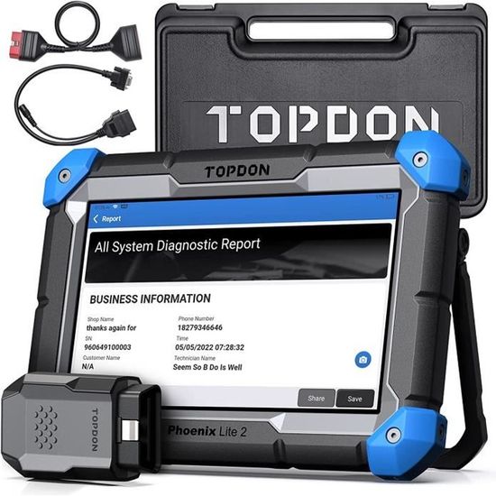 TOPDON Phoenix Plus Valise Diagnostique Auto OBD2 Bluetooth Bidirectionnel  Outil de Diagnostic Auto avec Codage ECU en Français