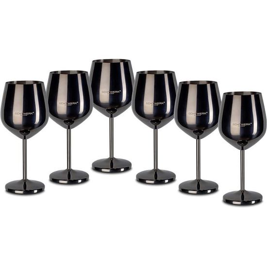 6 Verres à Vin Incassables ECHTWERK - Acier Inoxydable, 0.5L, Design Poli