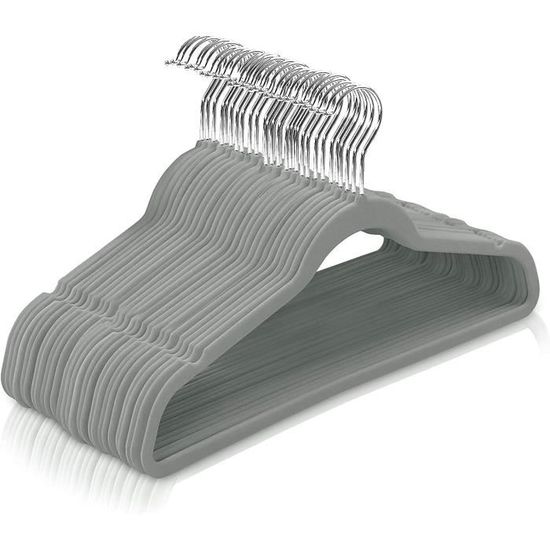 50 Cintres Plastique Noirs Années 50 – Design Mince Anti-glisse – Pour Manteaux, Chemises, Robes – 37x20.5x0.45 Cm