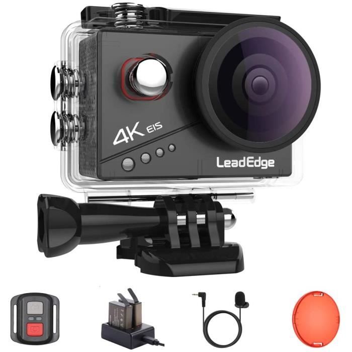 COOAU Caméra Sport 4K 20MP avec Wi-FI Microphone Externe Télécommande stabilisateur EIS cam3 Caméra daction Étanche 40M avec 2X1200mAh Piles et 20 Accessoires 
