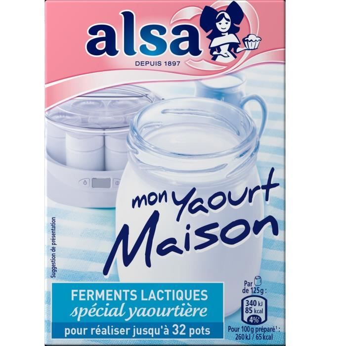 LOT DE 6 - ALSA - Mon yaourt maison - Ferments lactiques pour préparation de yaourts -4x2g