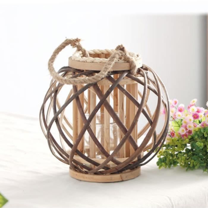 osier tissé verre bougeoir bougeoir bougie lanterne s