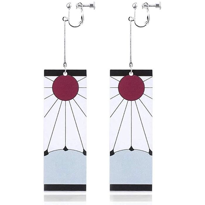 Boucles d'oreilles pendantes Demon Slayer Tanjiro Anime Cosplay Accessoires d'Halloween[1674]