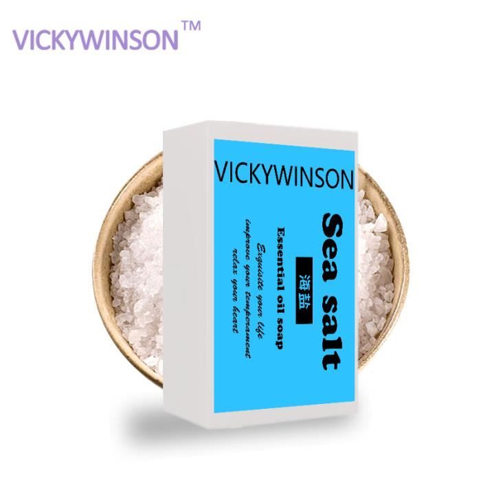 Savon artisanal au sel de mer 50g Pimple Pore Traitement de l'acné Cleaner Hydratant Savon au lait de chèvre Soins du visage Base de