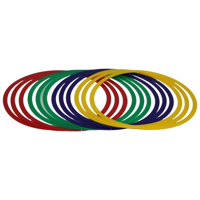 lot de 12 cerceaux souples, Ø 45 cm, 4 couleurs, contient également un sac