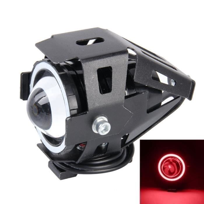Phare Moto U7 10W 1000lm CREE lumière LED étanche vie Lampe frontale Angel Eyes SUV DC 12V Red Light