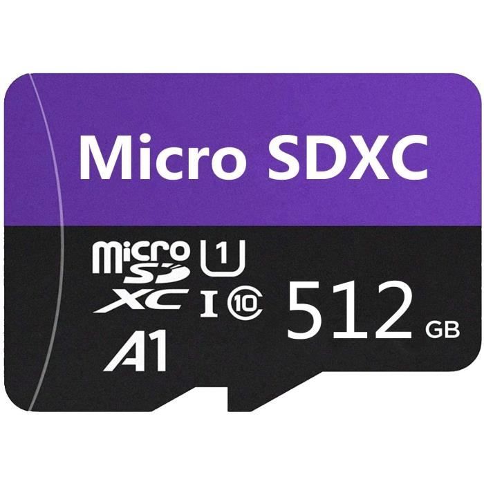 Carte mémoire Micro SD SDXC 128 Go / 256 Go / 400 Go / 512 Go / 1024 Go High Speed Class 10 avec Adaptateur Gratuit (512go-2)