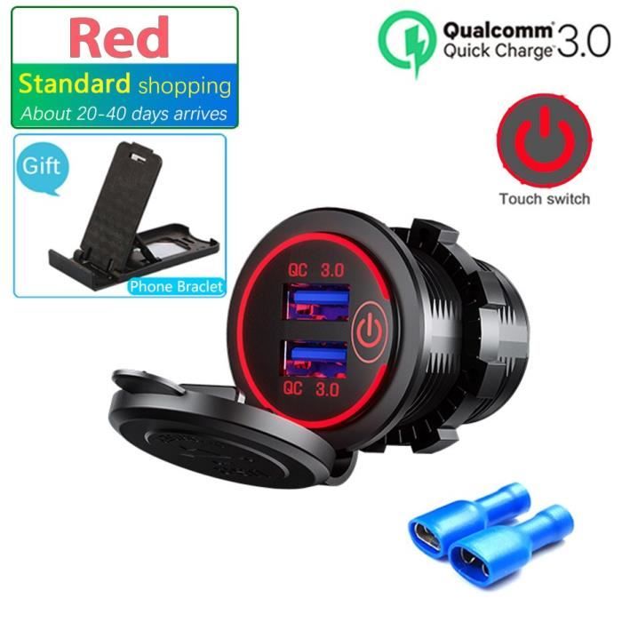 Prise double USB, interrupteur tactile, étanche, universel, pour moto, camion, bateau, téléphone, tablette, GPS, 12V-24V*SD1400