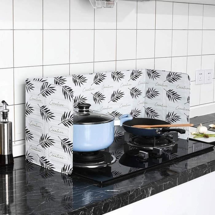 Vert Feuille Plaque Anti-Projections de Cuisson, Protection Anti-éclaboussures pour Cuisine Plaque de Protection Pliable en Aluminiu