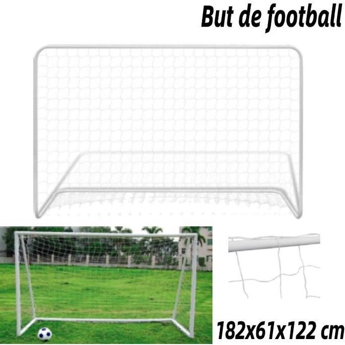 CAGE DE FOOT But de football avec filet 182x61x122 cm Acier Blanc Vogue