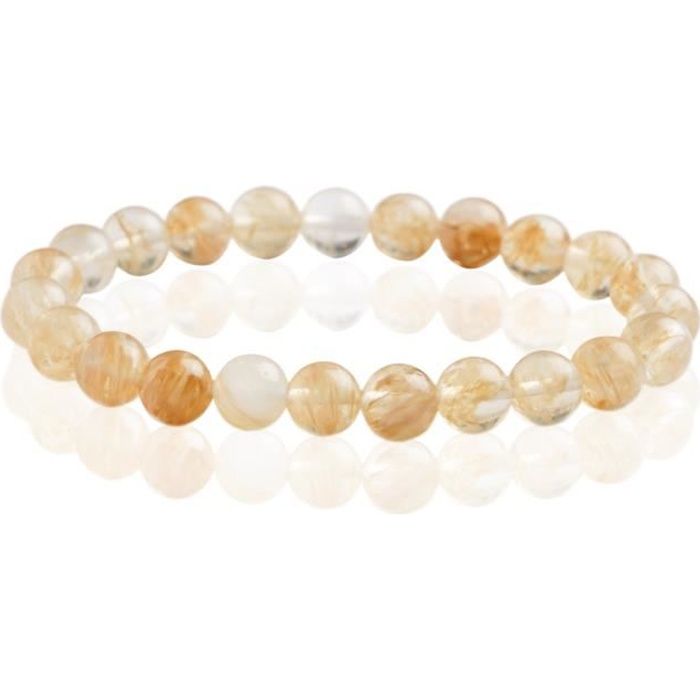 Bracelet Pierre Naturelle Citrine 8mm , Bracelet perle , Pierre Précieuse pour homme et femme