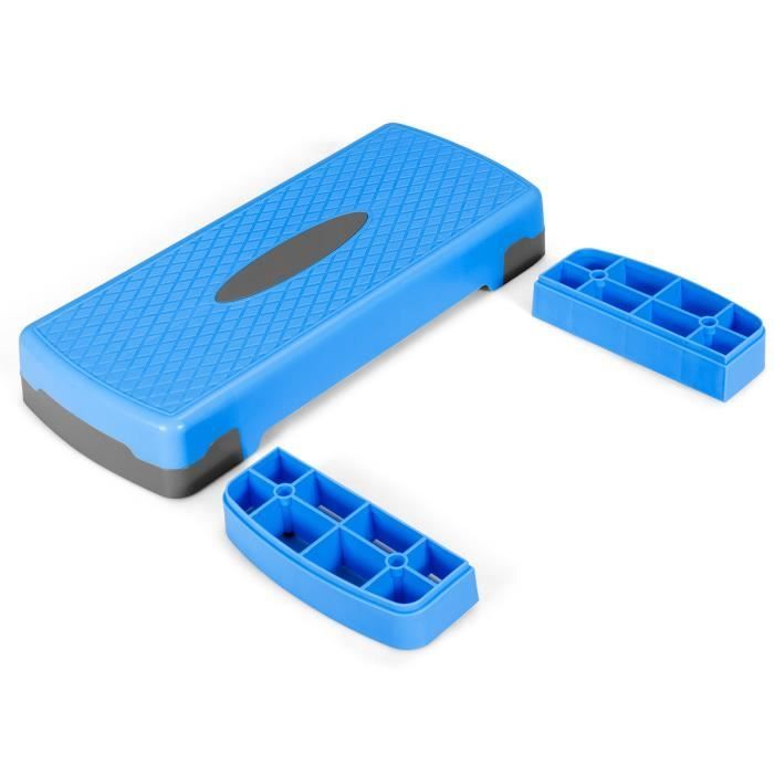 COSTWAY Stepper Aérobic à Hauteur Réglable 2 Niveaux 10/15CM Capacité de poids 250KG en PP pour Maison/Gym Exercice /Bureau Bleu