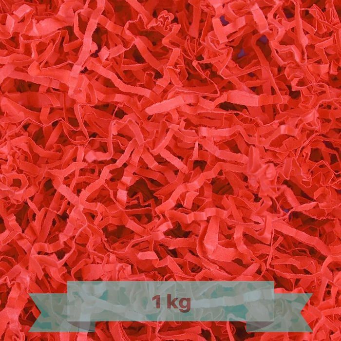 Creative Deco 1kg Frisure Papier de Remplissage Déchiqueté Kraft Rouge, Papier Cadeau Emballage Protéction pour Anniversaire ou Noel
