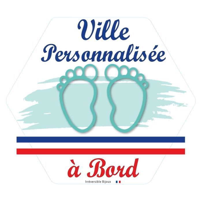 Signalétique Bébé à Bord en doming ultra-résistant - Ville pieds garçon en relief made in france aux couleurs vives