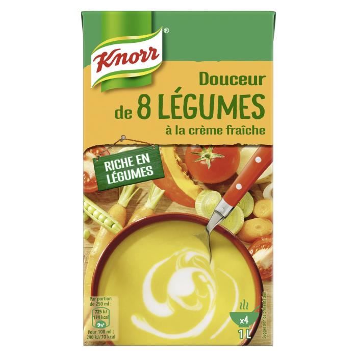KNORR Soupe Liquide Douceur de 8 Légumes à la crème fraîche - 1 l