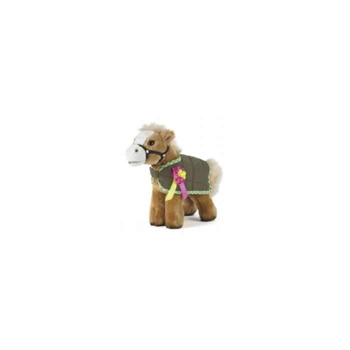 PELUCHE CHEVAL AVEC COUVERTURE VERTE 23 CM