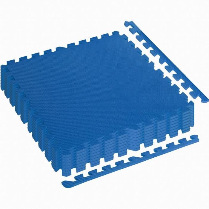 MOVIT® Tapis de protection pour le sol, 8 unités soit 3m², 60x60 cm, mousse EVA + 16 embouts pour musculation, fitness - Bleu