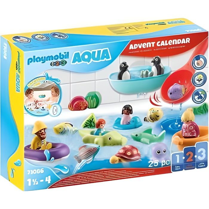 Playmobil 123 71086 Calendrier de l Avent Aqua Jouets bain Animaux bateaux
