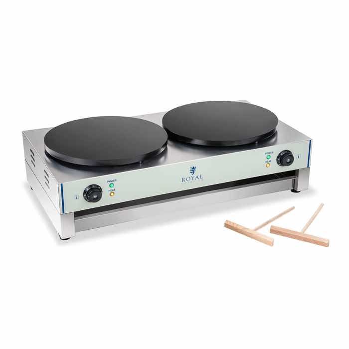 Crêpière Électrique 6000W Double 230V Pro Inox Diamètre 40cm 283Kg 48 x 86 x 24cm Royal Catering RCEC-6000-E
