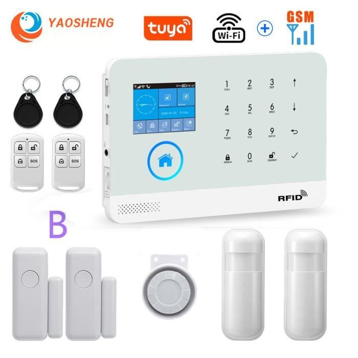 RUMOCOVO® Système d'alarme de sécurité domestique sans fil, wi-fi, GSM, avec détecteur de mouvement version 4
