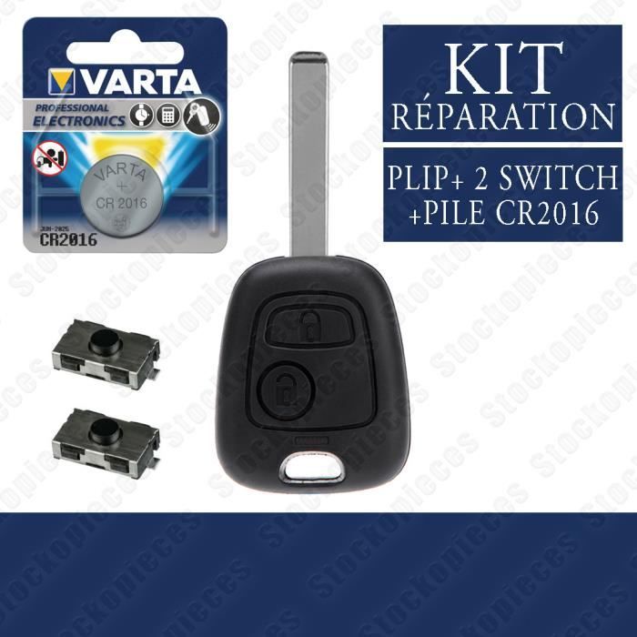 TÉLÉCOMMANDE CLE PLIP CLEF BOÎTIER COMPATIBLE CITROEN C1 C2 C3 C4 C5 C8 / 2 Switch Bouton + Pile VARTA
