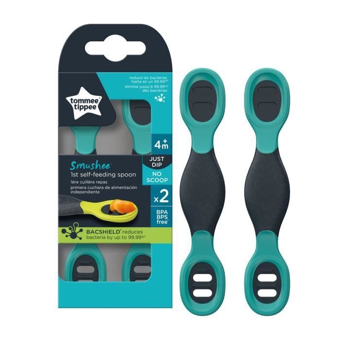 TOMMEE TIPPEE Premières cuillères de sevrage Smushee, 4+ mois, lot de 2 pièces
