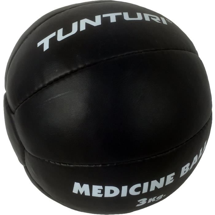 TUNTURI Balle de médecine / Ballon médicinal / Medicine ball en cuir 2kg noir
