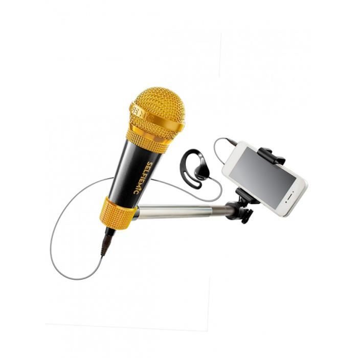 SelfieMic Selfie Stick et Microphone - noir