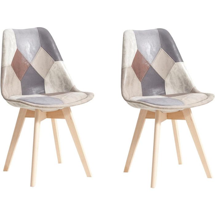 benyled lot de 2 chaises de salle à manger en tissu  chaises de cuisine scandinaves en lin avec pieds en hêtre (gris)