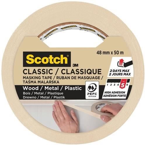 Scotch Ruban de masquage classique - Bois métal plastique - 48 mm x 50 m