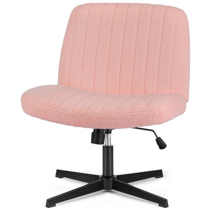 Chaise de bureau sans roulettes - Vanity chair - Sans bras - Pour bureau à domicile - Chaise large - Ergonomique - Tissu peluche