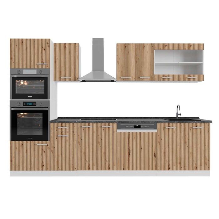 Cuisine équipée Vicco R-Line Style Rustique – 300 Cm – Blanc Anthracite – Neuve