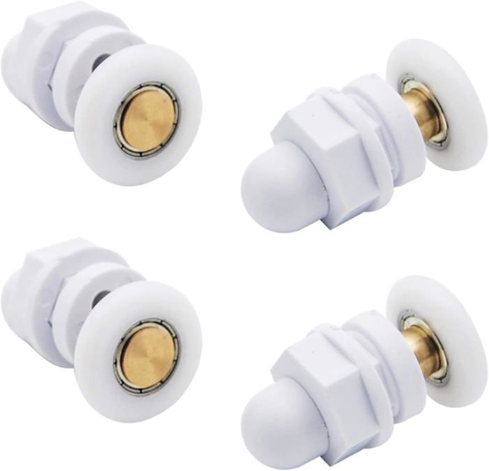 Jeu De 4 Roulettes De Porte De Douche - Pour Porte En Verre 5/6 Mm - Roulement Silencieux En Nylon Et Acier Inoxydable - Remplacement Facile Roues Remplacement Porte Verre